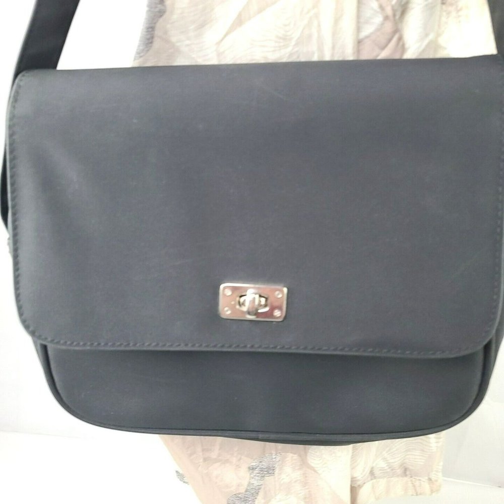 Lancome Paris Womens Single Strap Purse Tote Travel Bag Charcoal Black - Picture 2 of 10